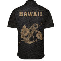 Hawaii Kakau Polynesian Anchor Short Sleeve Shirt - Gold - Polynesian Pride