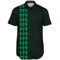Hawaii Kakau Polynesian Turtle Map Short Sleeve Shirt - Green - Polynesian Pride