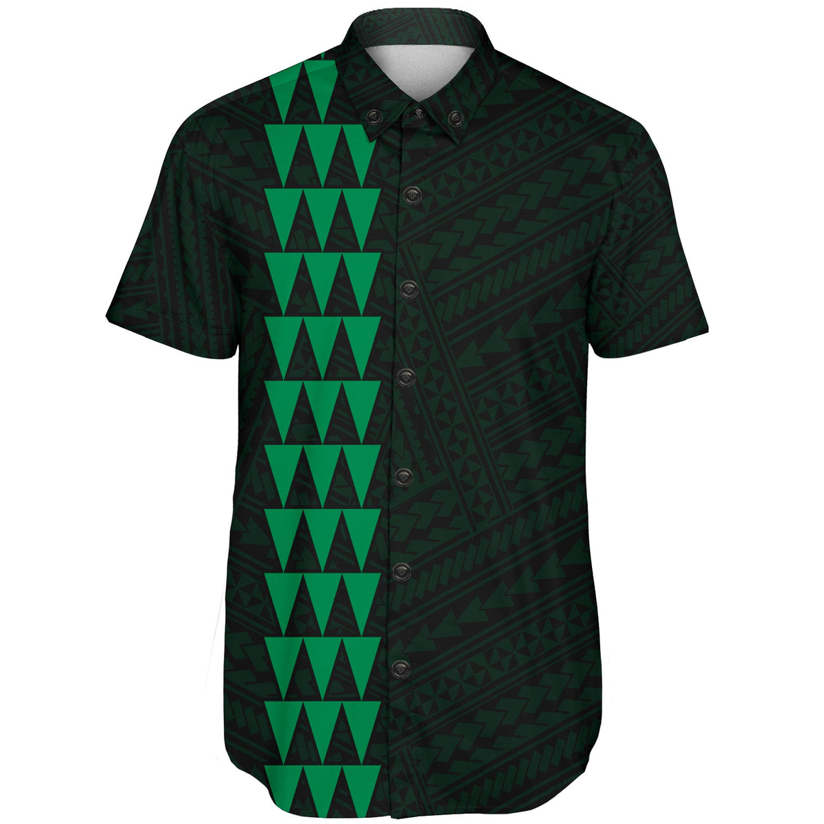 Hawaii Kakau Polynesian Anchor Short Sleeve Shirt - Green - Polynesian Pride