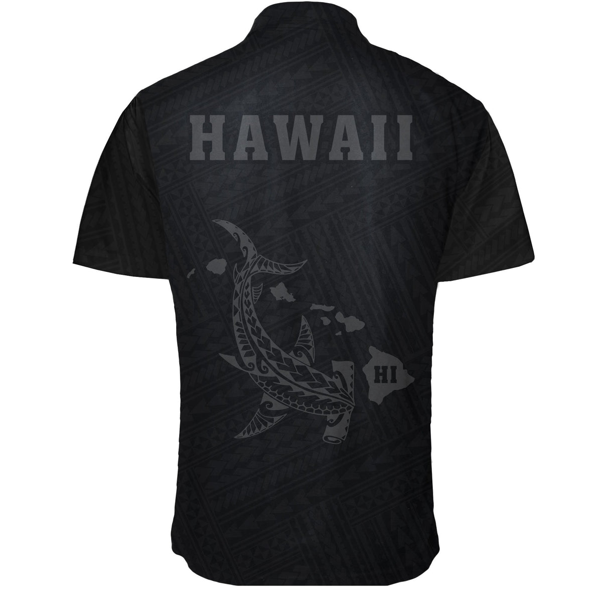 Hawaii Kakau Polynesian Hammerhead Shark Short Sleeve Shirt - Grey - Polynesian Pride