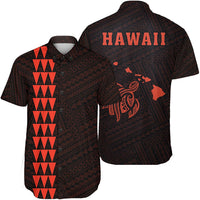 Hawaii Kakau Polynesian Turtle Map Short Sleeve Shirt - Orange Unisex Orange - Polynesian Pride