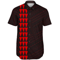 Hawaii Kakau Polynesian Three Turtles Map Short Sleeve Shirt - Red - Polynesian Pride