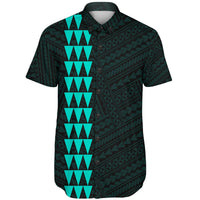 Hawaii Kakau Polynesian Hammerhead Shark Short Sleeve Shirt - Turquoise - Polynesian Pride