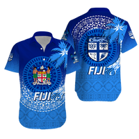 Polynesian Matching Hawaiian Shirt and Dress Fiji Tapa with Tribal Coconut Tree LT12 - Polynesian Pride