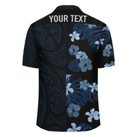 (Personalized) Hibiscus Flowers Polynesian - Hawaiian Shirt - Indigo - Curtis Style - Polynesian Pride