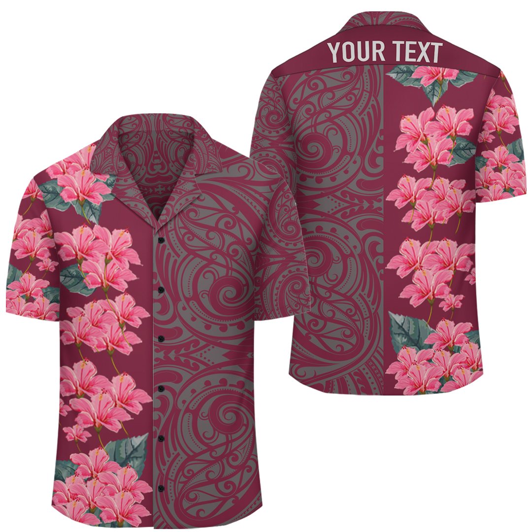 (Personalized) Hibiscus Flowers Polynesian - Hawaiian Shirt - Pink - Curtis Style Unisex Pink - Polynesian Pride