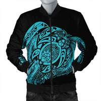 Simple Bomber Jacket Blue AH Black Unisex - Polynesian Pride