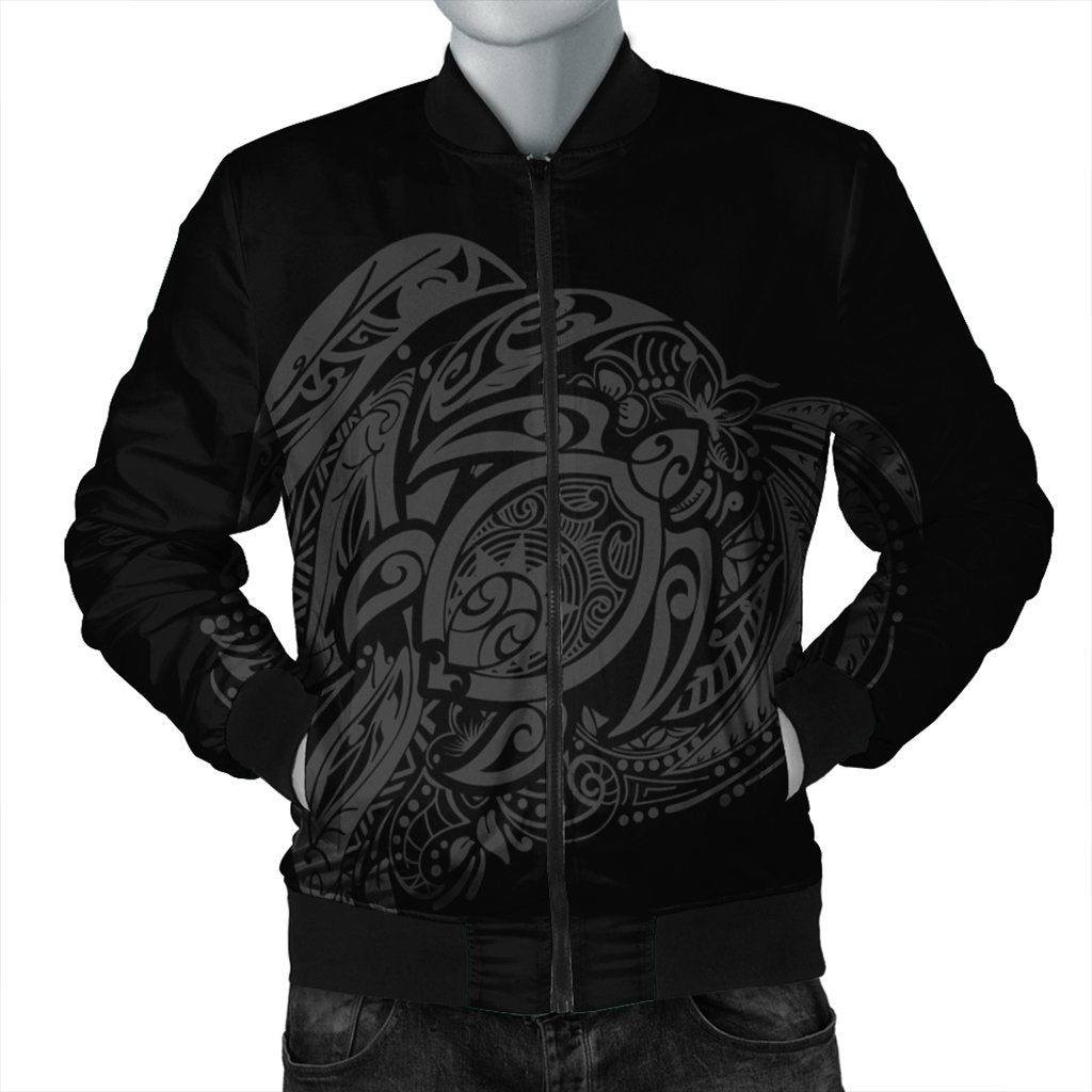 Simple Bomber Jacket Gray AH Black Unisex - Polynesian Pride