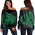Simple Women's Off Shoulder Sweater Green AH Black - Polynesian Pride