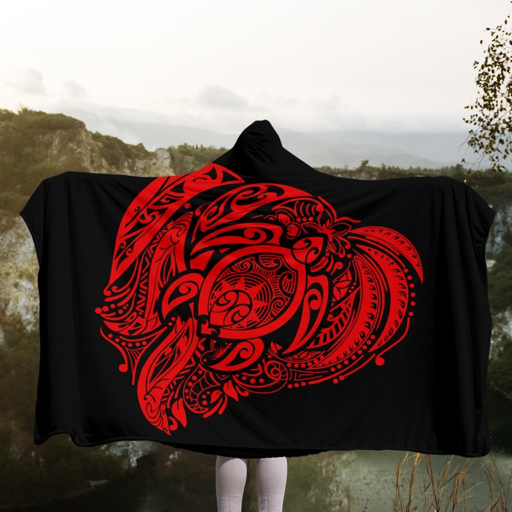 Simple Hooded Blanket Red AH - Polynesian Pride