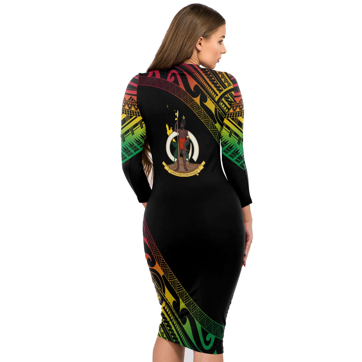 Vanuatu Proud To Be A Ni-Van - Polynesian Pattern Long Sleeves Dress LT7 - Polynesian Pride