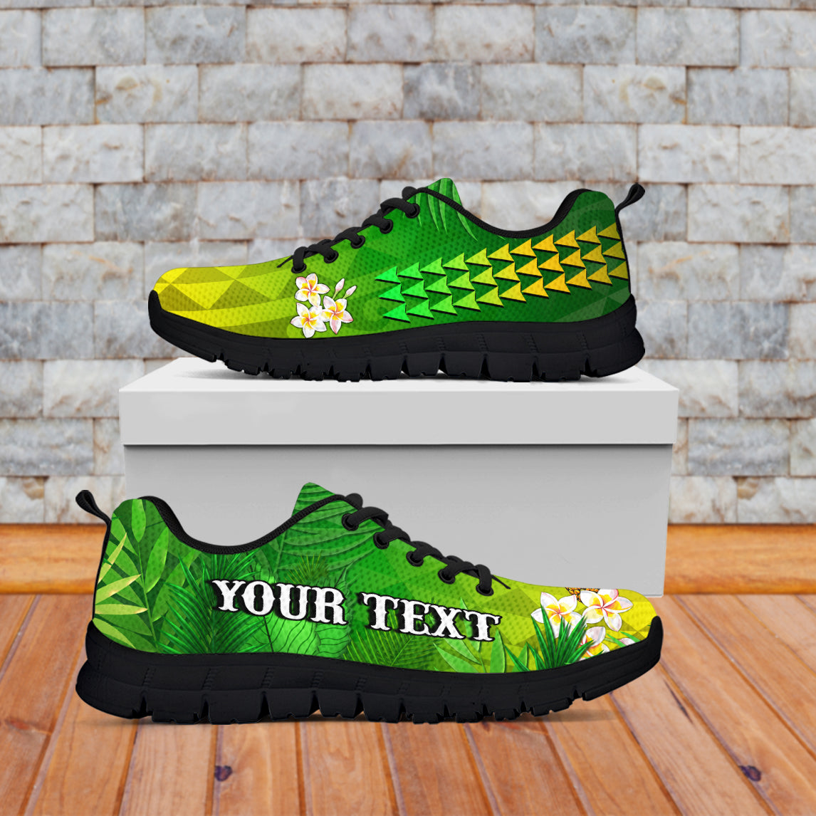 (Custom Personalised) Hawaii Pineapple Sneakers Plumeria Frangipani Mix Tribal Pattern LT13 - Polynesian Pride