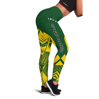Tahiti Polynesian Leggings - Polynesian Tattoo Flag Version Green - Polynesian Pride