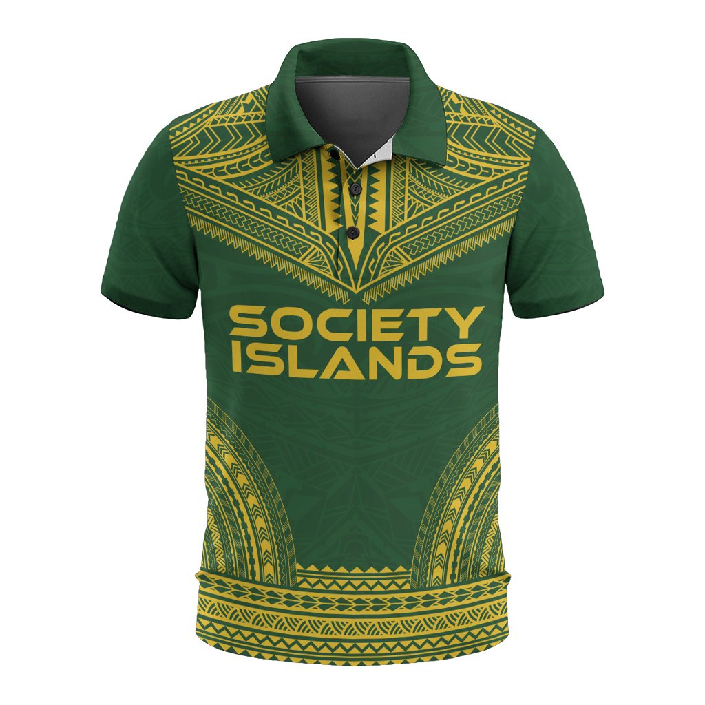 Society Islands Polo Shirt Society Islands Flag Polynesian Chief Tattoo Flag Version Unisex White - Polynesian Pride