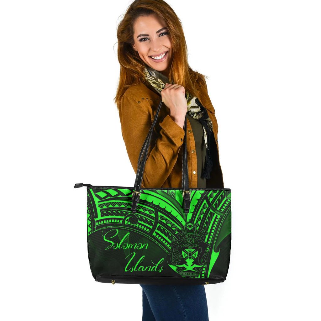 Solomon Islands Leather Tote - Green Color Cross Style - Polynesian Pride