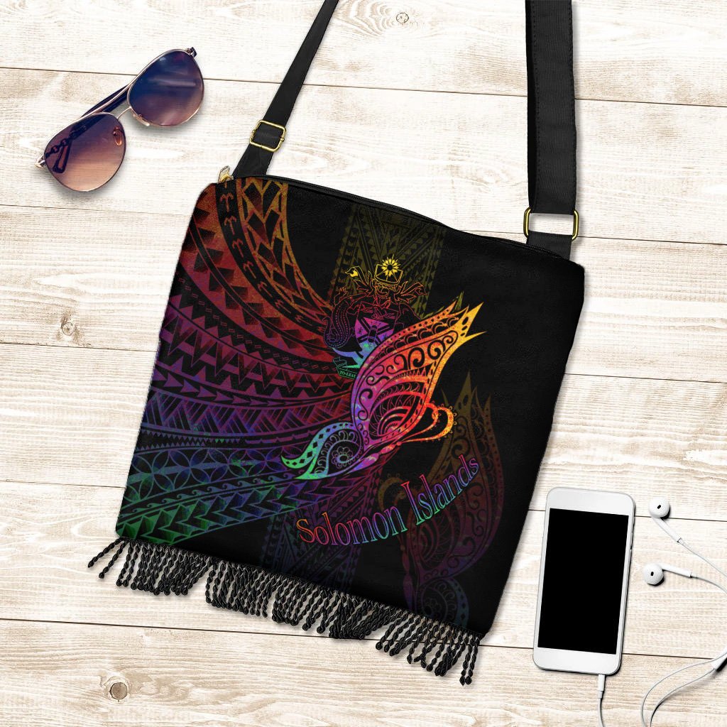 Solomon Islands Boho Handbag - Butterfly Polynesian Style One Size Boho Handbag Black - Polynesian Pride