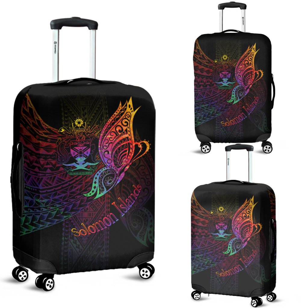 Solomon Islands Luggage Covers - Butterfly Polynesian Style Black - Polynesian Pride