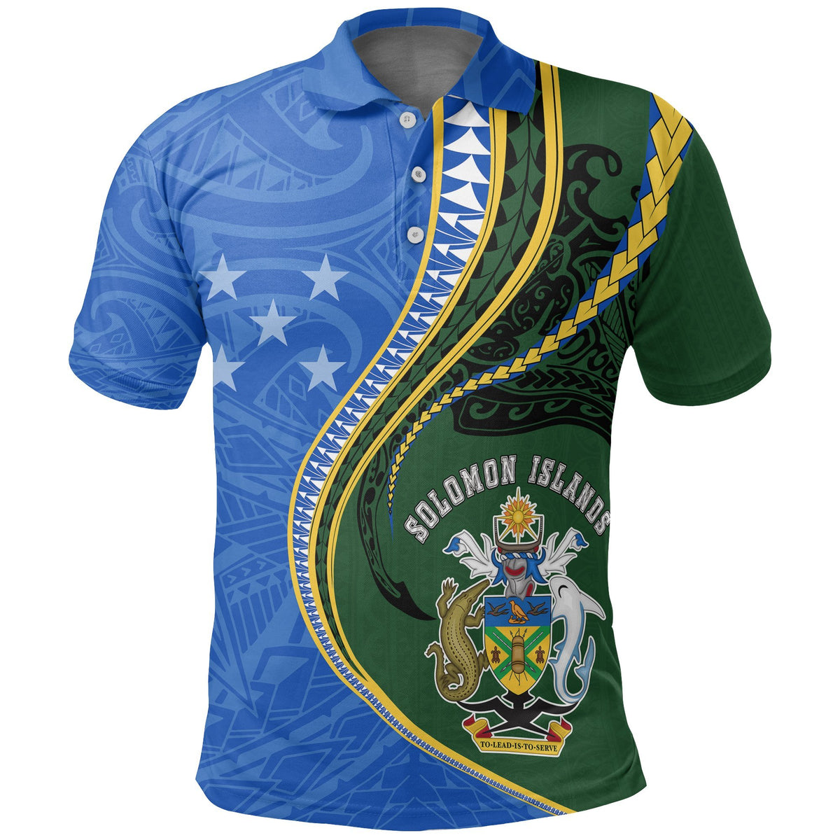 Solomon Islands Polo T Shirt Solomon Isla Flag Coat Of Arms Kanaloa Tatau Gen SI K7 Unisex Blue - Polynesian Pride