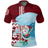 Hawaii Christmas Surfing Santa Claus Mele Kalikimaka Polo Shirt LT7 Unisex Red - Polynesian Pride