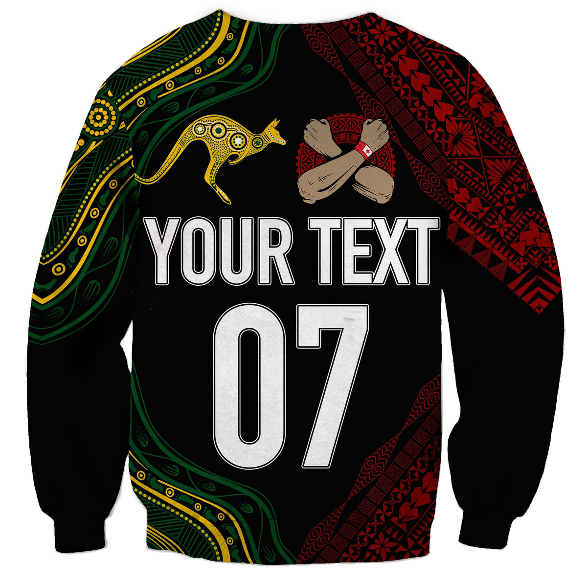 Personalised Aussie Kangaroos Mix Mate Maa Tonga Sweatshirt Aboriginal with Kupesi LT7 - Polynesian Pride