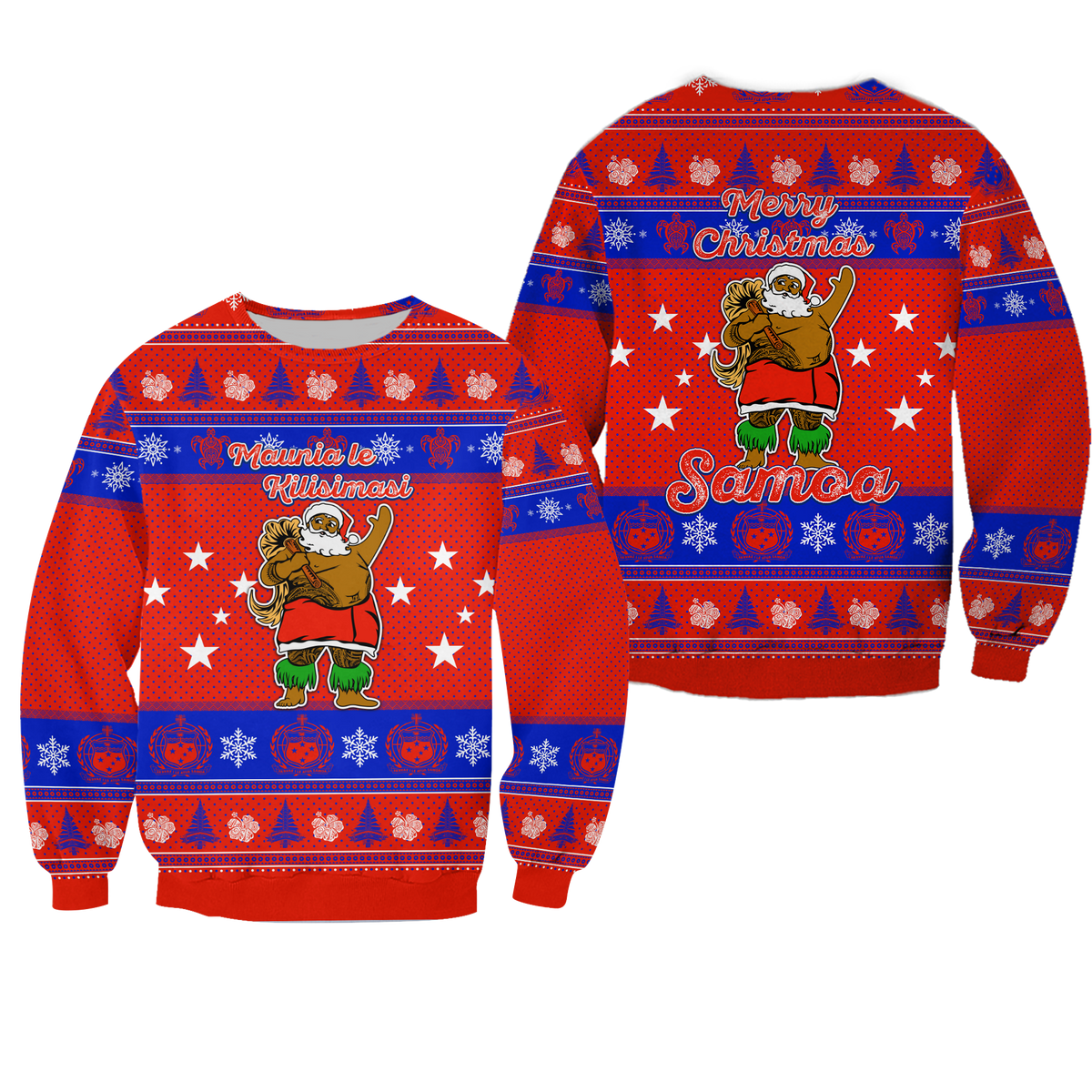 Samoa Christmas -Maunia Le Kilisimasi Santa Polynesia Tatoo Sweatshirt - LT2 Unisex RED - Polynesian Pride