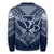 Hawaiian Kanaka Map Football Jersey Sweatshirt - Blue And White - Roger Style - AH - Polynesian Pride