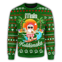 Hawaiian Santa Claus Mele Kalikimaka Christmas Sweatshirt - Green - Aviv Style - AH - Polynesian Pride