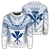 Hawaiian Kanaka Map Football Jersey Sweatshirt - White And Blue - Roger Style - AH Unisex White - Polynesian Pride