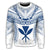 Hawaiian Kanaka Map Football Jersey Sweatshirt - White And Blue - Roger Style - AH - Polynesian Pride