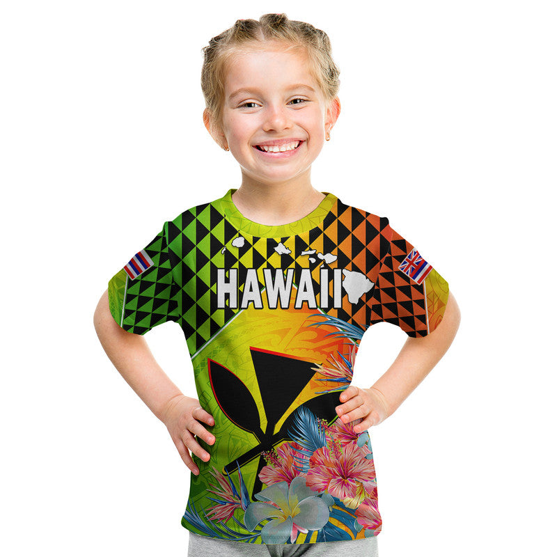 Hawaii T Shirt KID Hawaiian Tribal Kanaka Maoli Hibiscus LT14 Youth XL Size14 - Polynesian Pride