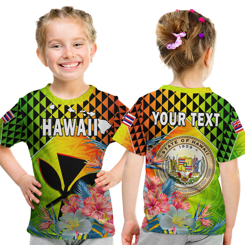 (Custom Personalised) Hawaii T Shirt KID Hawaiian Tribal Kanaka Maoli Hibiscus LT14 Youth XL Size14 - Polynesian Pride