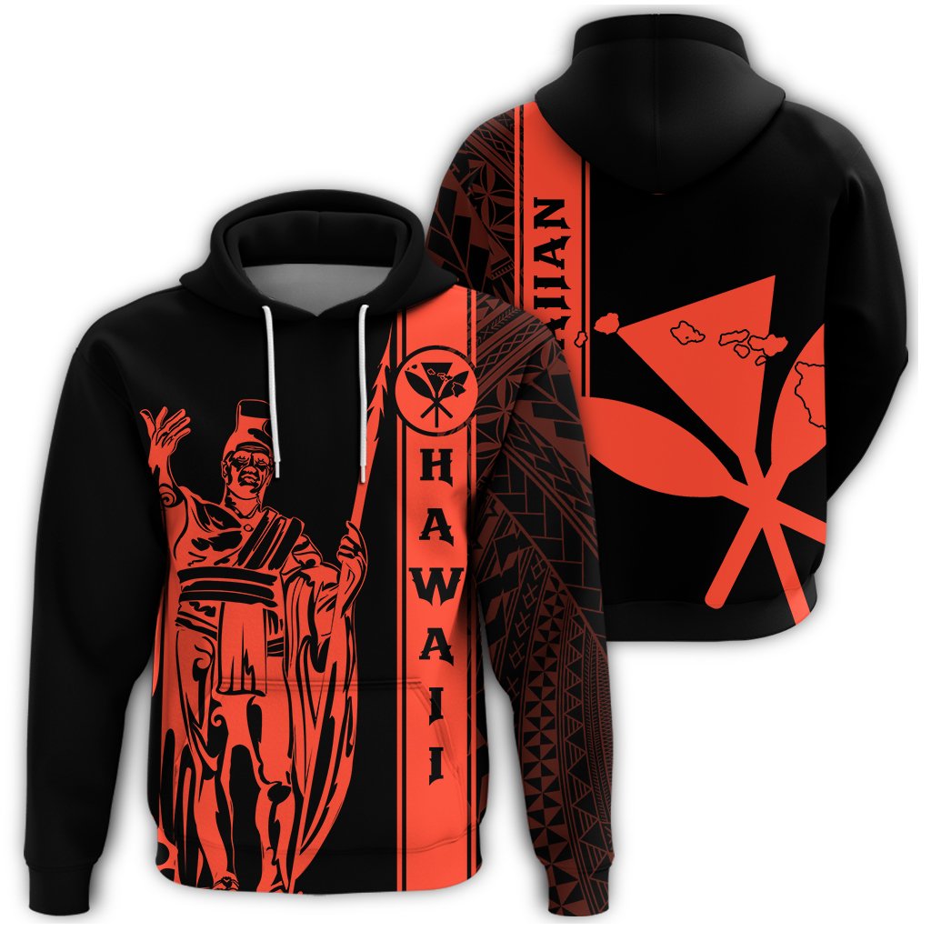 Kanaka Map King Orange Hoodie Edgar Style Unisex Orange - Polynesian Pride