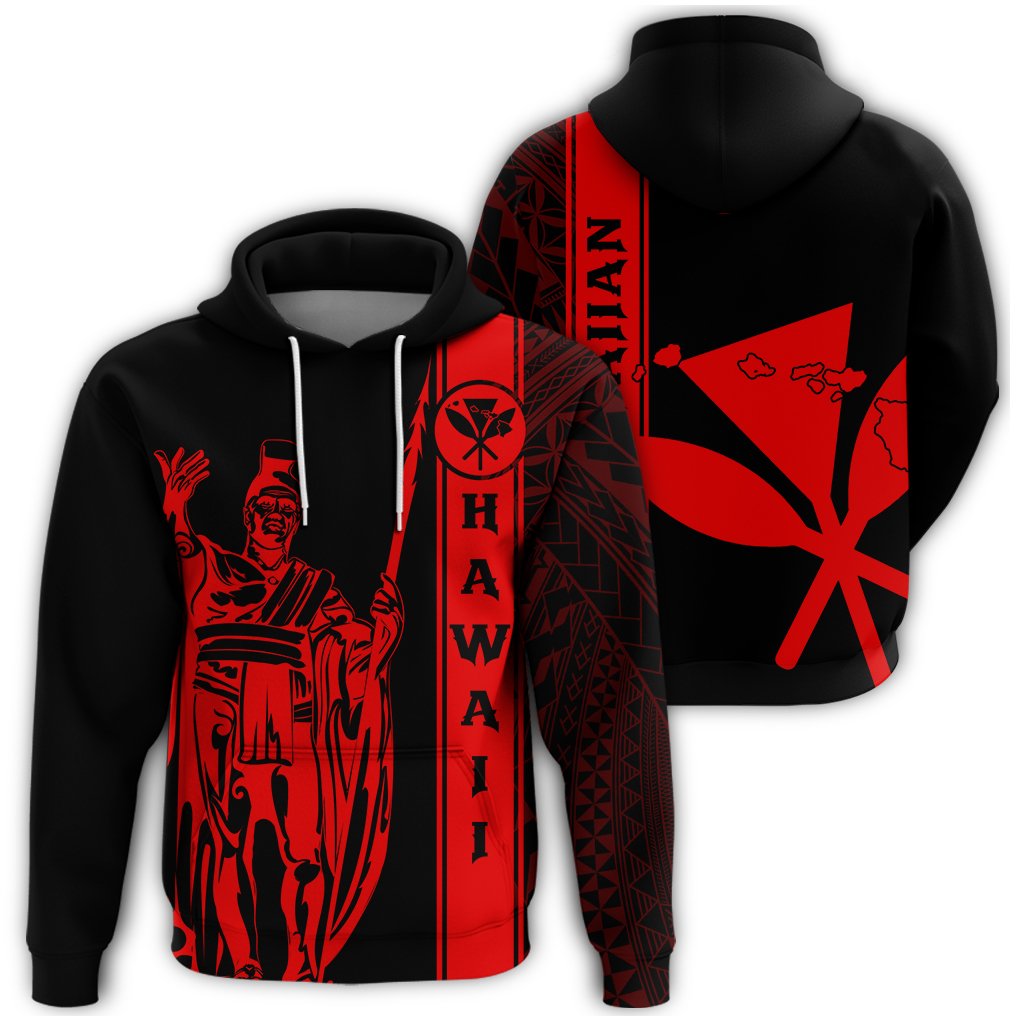 Kanaka Map King Red Hoodie Edgar Style Unisex Red - Polynesian Pride