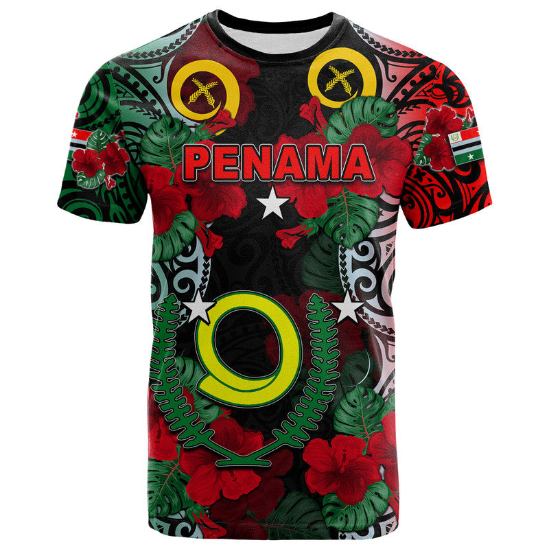 Vanuatu Penama and Hibiscus T Shirt LT6 Black - Polynesian Pride