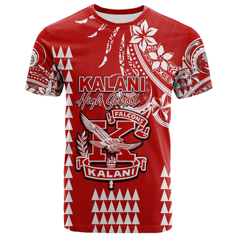 Custom Hawaii High School Kalani T Shirt Mix Kakau LT6 Red - Polynesian Pride