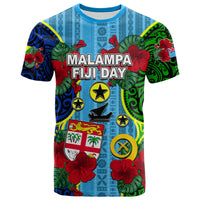 Malampa Fiji Day Hibiscus T Shirt Style LT6 Blue - Polynesian Pride