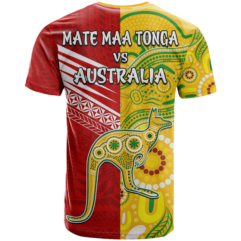 Australia Kangaroos and Mate Maa Tonga T Shirt LT9 - Polynesian Pride