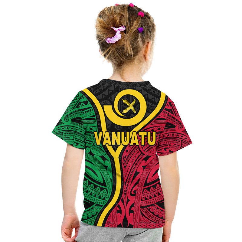 Vanuatu Kid T Shirt Tribal Vanuatu Coat Of Arms Flag Style LT9 - Polynesian Pride