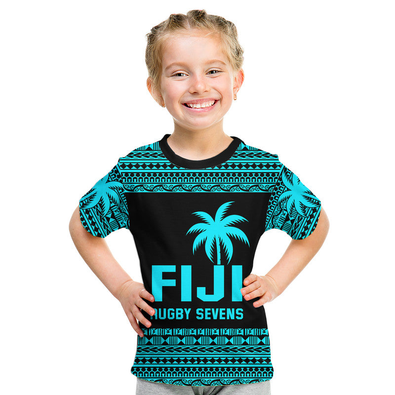 (Custom Personalised) Fiji Rugby Sevens Kid T Shirt Simple Blue Style LT9 Youth XL Size14 - Polynesian Pride