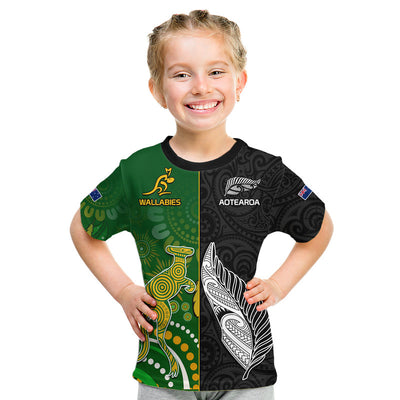Australia Wallabies and Aotearoa Rugby Tank Maxi Dress Kangaroo Black Fern Maori Gradient Vibe LT9 main image 1