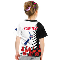 Custom New Zealand ANZAC Day T Shirt Military Silver Ferns and Red Poppy LT9 - Polynesian Pride