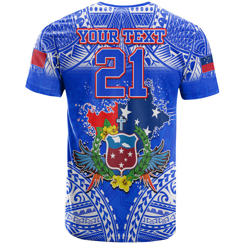 Custom Toa Samoa Polynesian Rugby T Shirt Samoan Flag Blue Color LT9 - Polynesian Pride