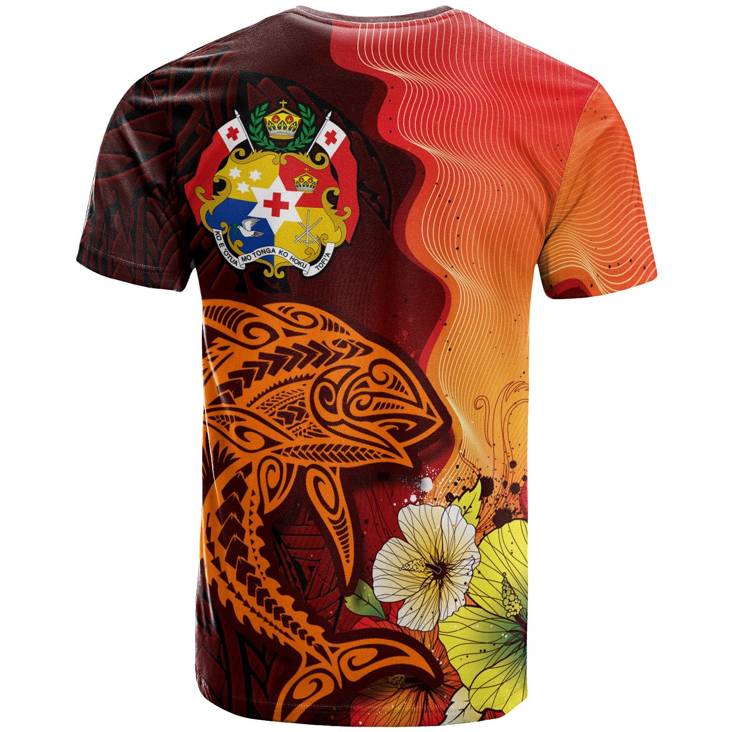 Tonga Custom T Shirt Tribal Tuna Fish Unisex Orange - Polynesian Pride
