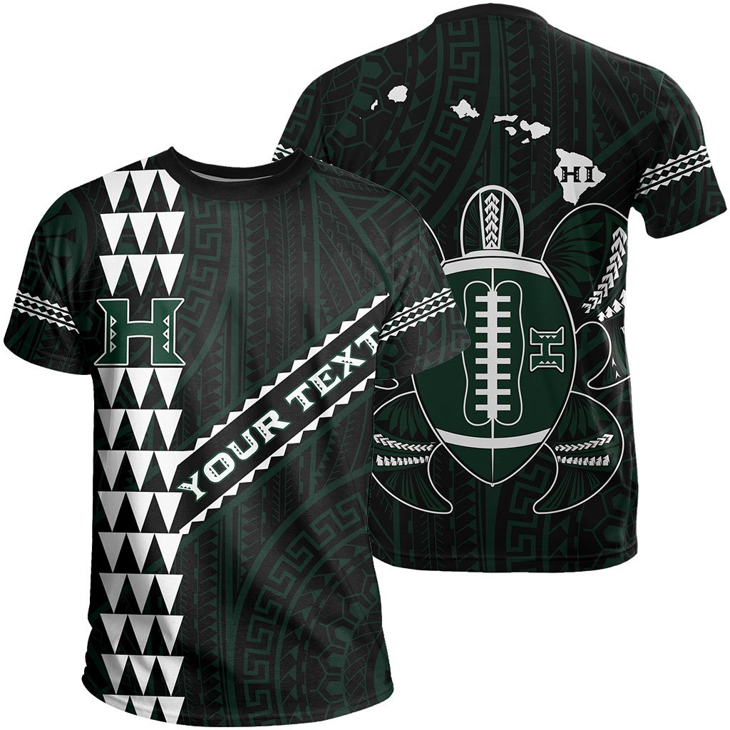 Custom Hawaii Kakau Warrior Polynesian Turtle American Football T Shirt Black Unisex Black - Polynesian Pride