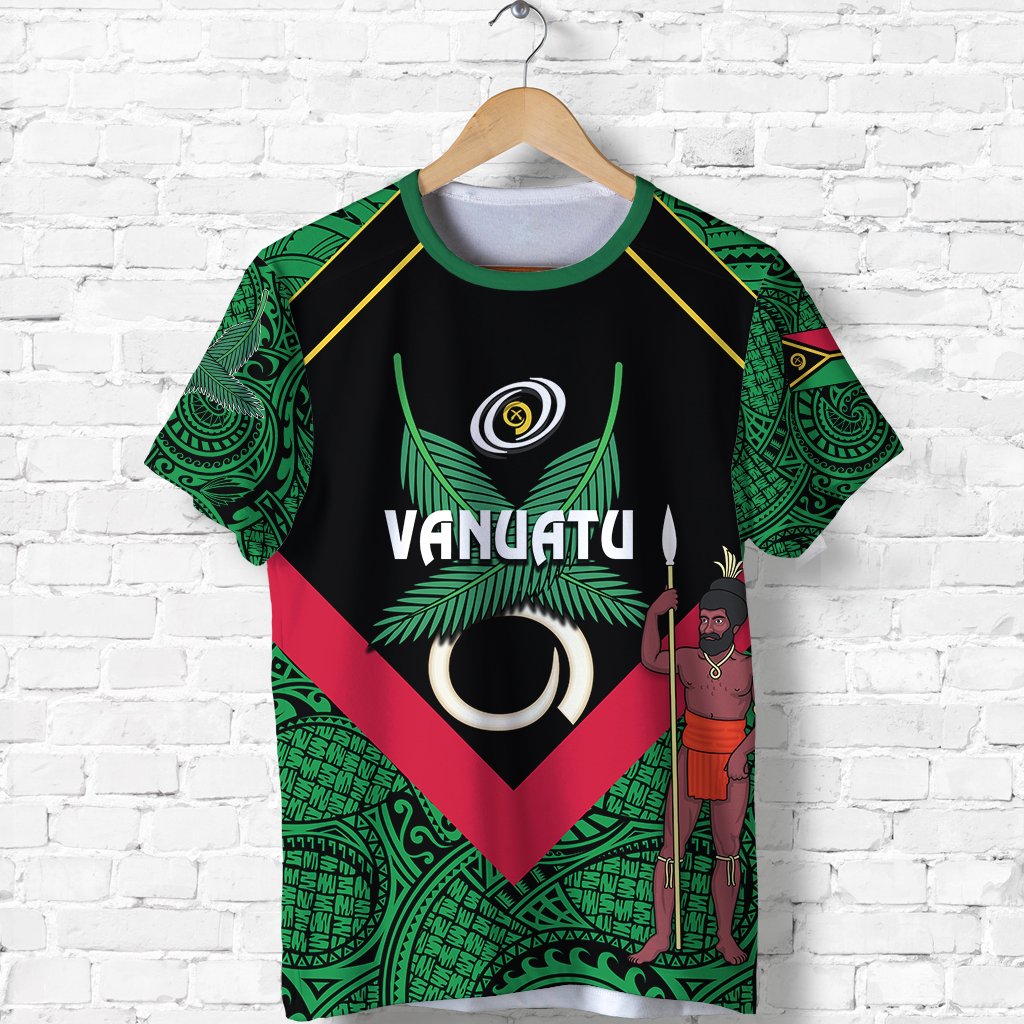 Vanuatu Rugby T Shirt Flag Style Unisex Green - Polynesian Pride