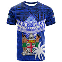 Fiji Coat of Arms T Shirt Polynesian Tapa Palm Tree LT9 Blue - Polynesian Pride