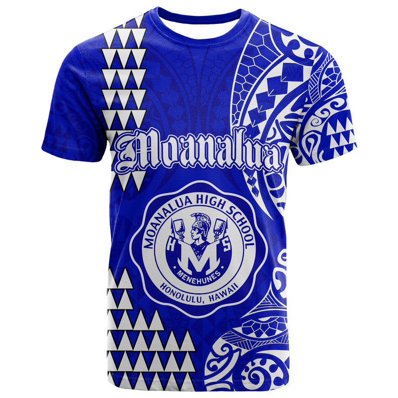 Hawaii Moanalua High School T Shirt Tribal Kakau LT9 Blue - Polynesian Pride