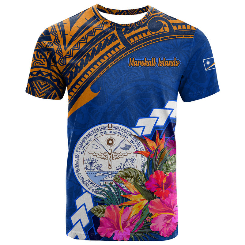 Custom Marshall Islands Coat of Arms T Shirt Polynesian Tropical LT9 Blue - Polynesian Pride