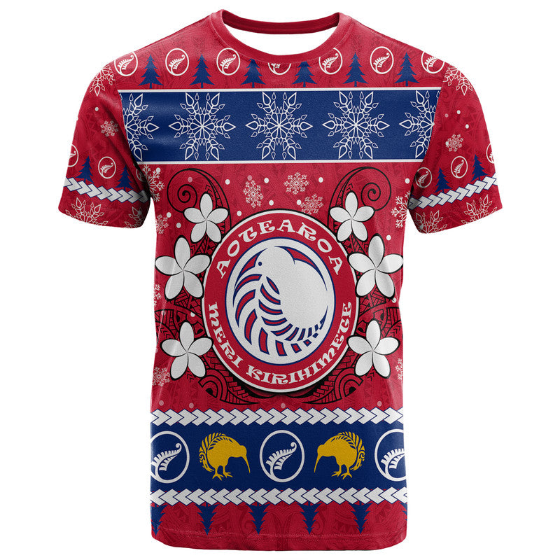 New Zealand Aotearoa Meri Kirihimete T Shirt Maori Kiwi Christmas LT9 Red - Polynesian Pride