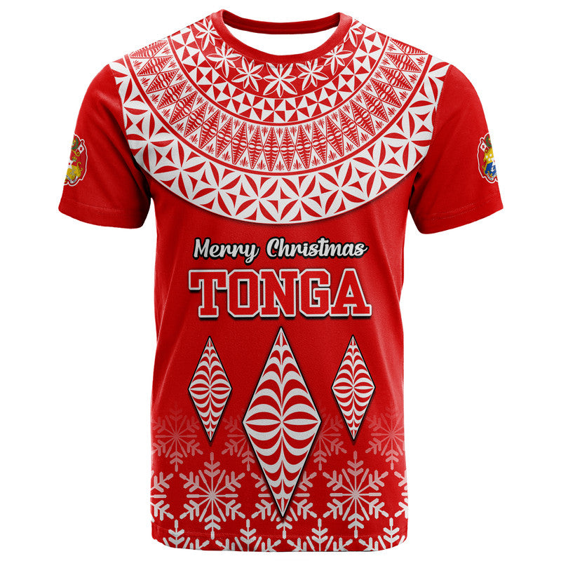 Tonga Kupesi Ngatu Merry Christmas T Shirt LT9 Red - Polynesian Pride